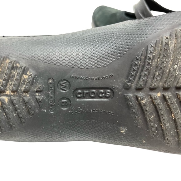 CROCS Black Genuine Leather Suede Mary Janes Loafers Flats Casual Shoes sz 6 - Picture 13 of 15